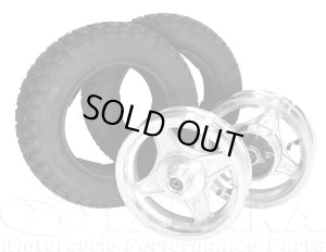 画像1: 予約販売☆【セット割】ダックス・シャリィ4本ハブ用10インチアルミキャストホイール&タイヤ 前後セット