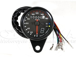 画像1: 【特価セール】汎用（12V）　60mm スピードメーター ブラックフェイス(シフトポジションインジケーター 付)