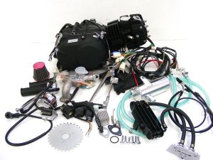 画像2: 予約販売☆12V セルつき 124ccエンジン オールキット ステルスブラック