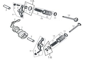 画像1: 弊社125ccエンジン（005w、1656w、1659w）用カムシャフト/バルブ　セット