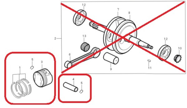 画像1: 弊社90ccエンジン(003w、004w、1144w)用　ピストンセット (1)