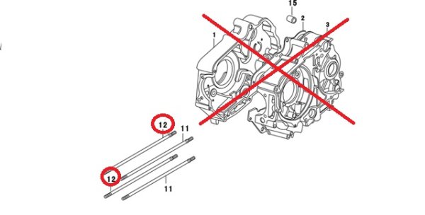 画像1: 弊社90ccエンジン(003w、004w、1144w)用　シリンダースタッドボルトB（194mm） 2本セット (1)